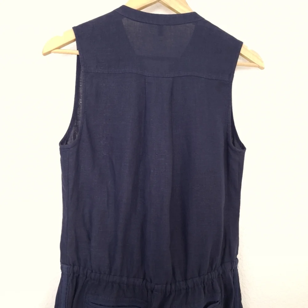 Joie Corrine Navy Linen Sleeveless Jumpsuit